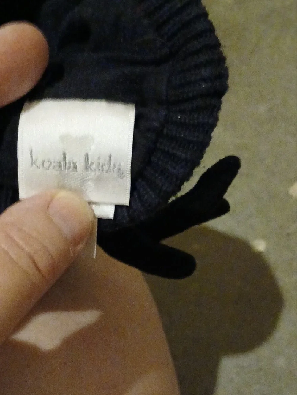 Koala Kids Black Bat Ear Beanie with White Eye and Fang Appliqué